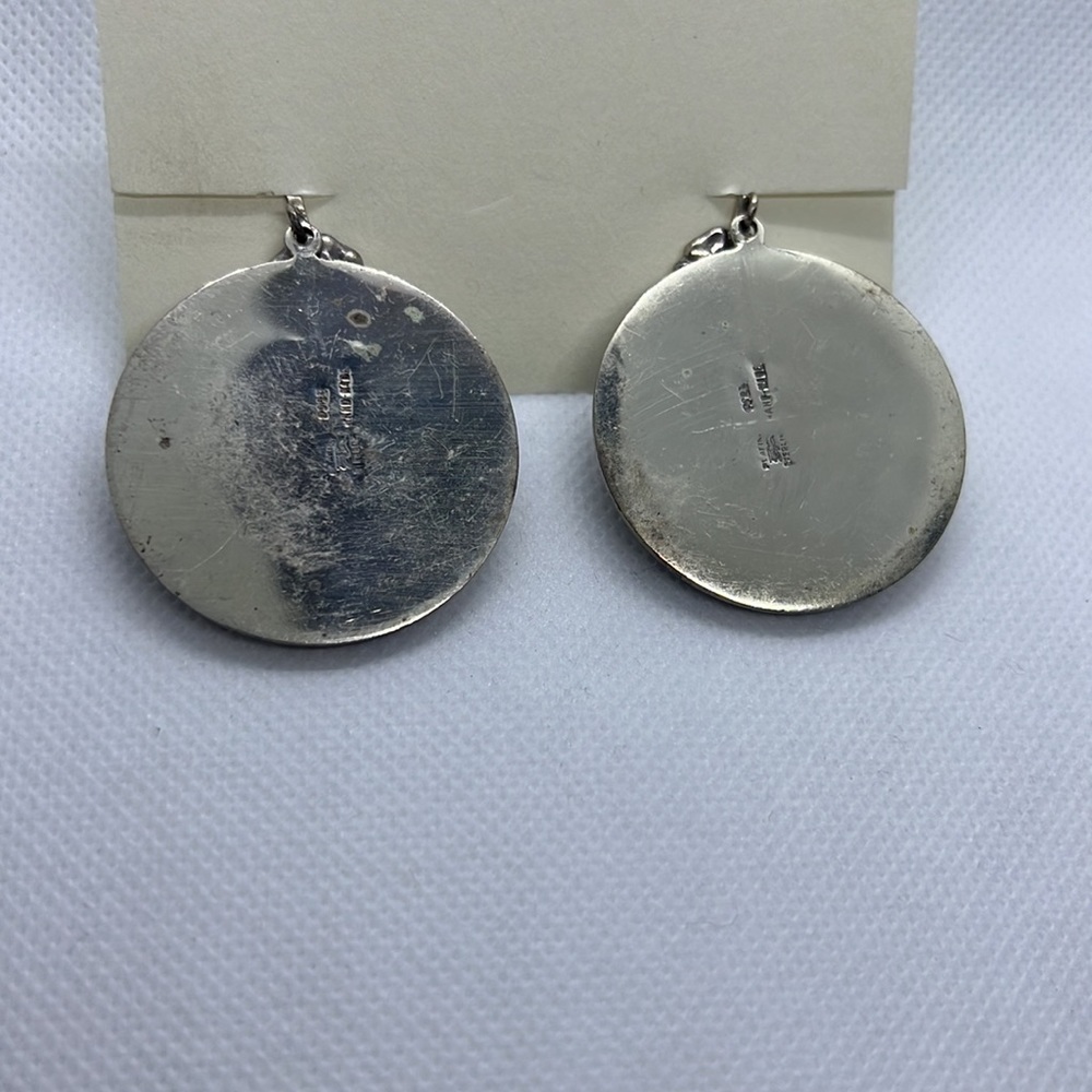 VINTAGE EARRINGS STERLING SILVER SCREW-BACK POST WESTERN BRONCO DESIGN EAR RINGS - Picture 6 of 9